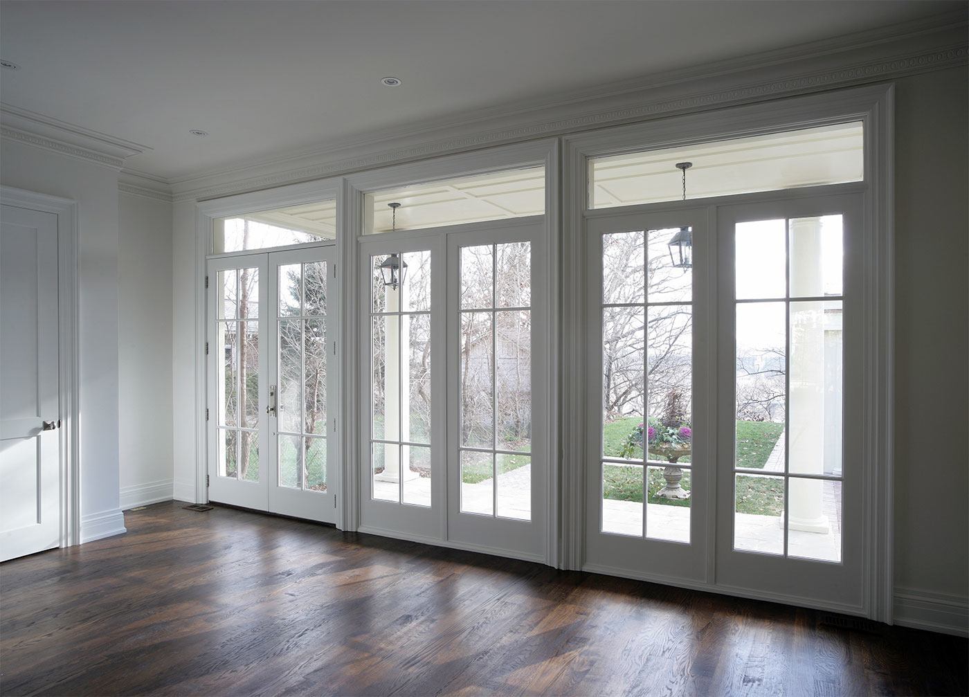 Residential house interior with modern style french doors